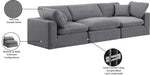 Meridian Furniture - Comfy 119" Grey Velvet Upholstered 3pc. Sofa - 189Grey-S119 - GreatFurnitureDeal