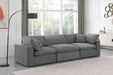 Meridian Furniture - Comfy 119" Grey Velvet Upholstered 3pc. Sofa - 189Grey-S119 - GreatFurnitureDeal
