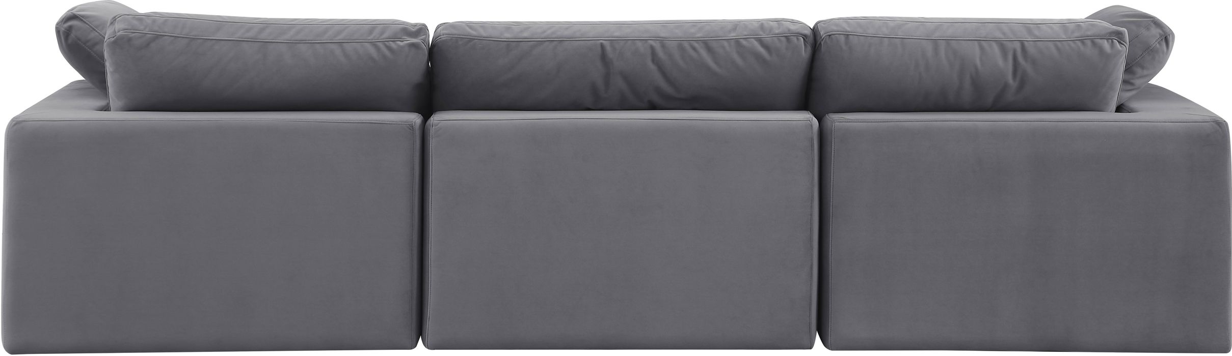 Meridian Furniture - Comfy 119" Grey Velvet Upholstered 3pc. Sofa - 189Grey-S119 - GreatFurnitureDeal