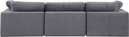 Meridian Furniture - Comfy 119" Grey Velvet Upholstered 3pc. Sofa - 189Grey-S119 - GreatFurnitureDeal