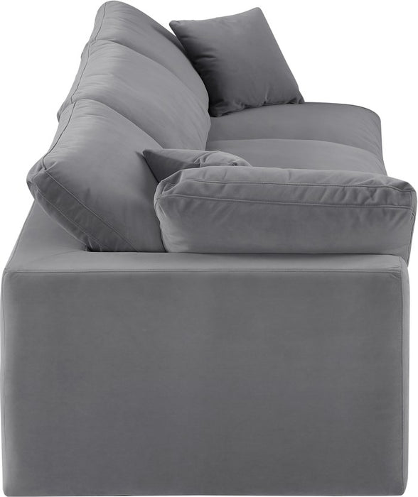 Meridian Furniture - Comfy 119" Grey Velvet Upholstered 3pc. Sofa - 189Grey-S119 - GreatFurnitureDeal