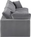 Meridian Furniture - Comfy 119" Grey Velvet Upholstered 3pc. Sofa - 189Grey-S119 - GreatFurnitureDeal