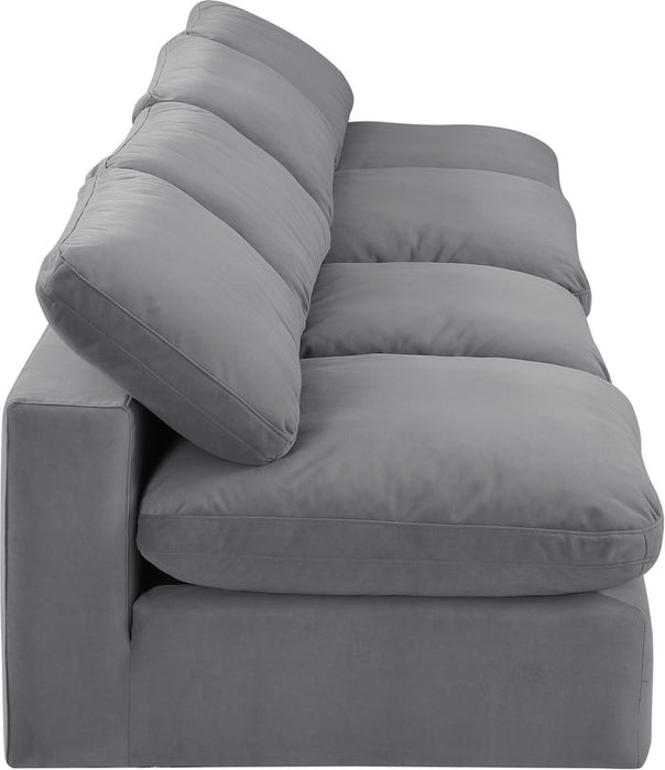 Meridian Furniture - Comfy 156" Grey Velvet Upholstered 4pc. Armless Sofa - 189Grey-S156 - GreatFurnitureDeal