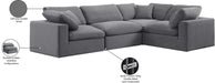 Meridian Furniture - Comfy 119" Grey Velvet Upholstered 4pc. Sectional - 189Grey-Sec4C - GreatFurnitureDeal