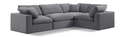 Meridian Furniture - Comfy 119" Grey Velvet Upholstered 4pc. Sectional - 189Grey-Sec4C - GreatFurnitureDeal