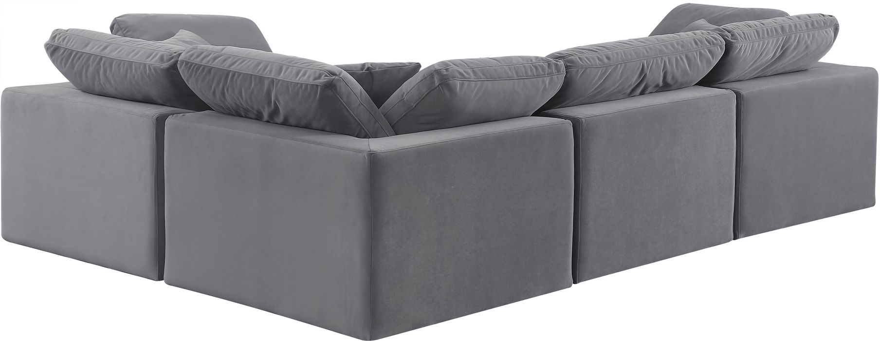 Meridian Furniture - Comfy 119" Grey Velvet Upholstered 4pc. Sectional - 189Grey-Sec4C - GreatFurnitureDeal