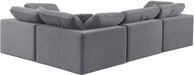 Meridian Furniture - Comfy 119" Grey Velvet Upholstered 4pc. Sectional - 189Grey-Sec4C - GreatFurnitureDeal