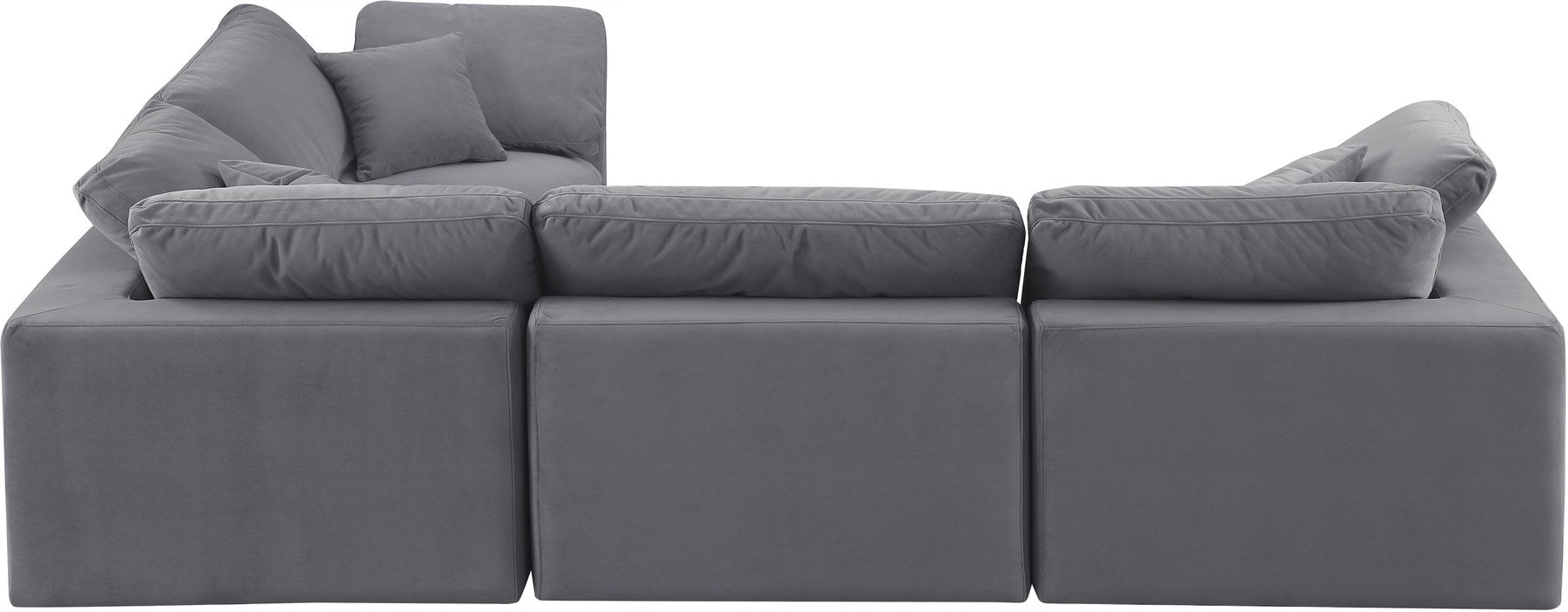 Meridian Furniture - Comfy 119" Grey Velvet Upholstered 4pc. Sectional - 189Grey-Sec4C - GreatFurnitureDeal