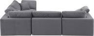 Meridian Furniture - Comfy 119" Grey Velvet Upholstered 4pc. Sectional - 189Grey-Sec4C - GreatFurnitureDeal