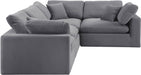 Meridian Furniture - Comfy 119" Grey Velvet Upholstered 4pc. Sectional - 189Grey-Sec4C - GreatFurnitureDeal