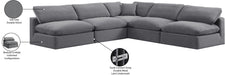 Meridian Furniture - Comfy 118" Grey Velvet Upholstered 5pc. Sectional - 189Grey-Sec5B - GreatFurnitureDeal