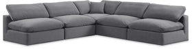 Meridian Furniture - Comfy 118" Grey Velvet Upholstered 5pc. Sectional - 189Grey-Sec5B - GreatFurnitureDeal