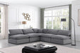 Meridian Furniture - Comfy 118" Grey Velvet Upholstered 5pc. Sectional - 189Grey-Sec5B - GreatFurnitureDeal