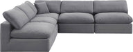 Meridian Furniture - Comfy 118" Grey Velvet Upholstered 5pc. Sectional - 189Grey-Sec5B - GreatFurnitureDeal