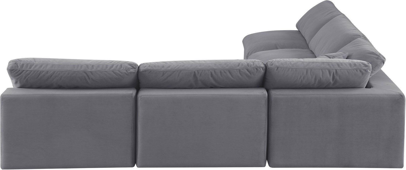 Meridian Furniture - Comfy 118" Grey Velvet Upholstered 5pc. Sectional - 189Grey-Sec5B - GreatFurnitureDeal