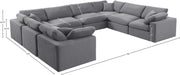 Meridian Furniture - Comfy 158" Grey Velvet Upholstered 8pc. Sectional - 189Grey-Sec8A - GreatFurnitureDeal