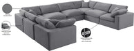 Meridian Furniture - Comfy 158" Grey Velvet Upholstered 8pc. Sectional - 189Grey-Sec8A - GreatFurnitureDeal