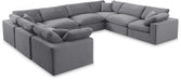 Meridian Furniture - Comfy 158" Grey Velvet Upholstered 8pc. Sectional - 189Grey-Sec8A - GreatFurnitureDeal