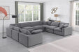 Meridian Furniture - Comfy 158" Grey Velvet Upholstered 8pc. Sectional - 189Grey-Sec8A - GreatFurnitureDeal