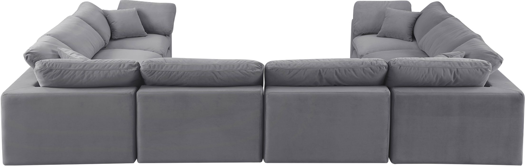 Meridian Furniture - Comfy 158" Grey Velvet Upholstered 8pc. Sectional - 189Grey-Sec8A - GreatFurnitureDeal