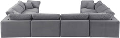 Meridian Furniture - Comfy 158" Grey Velvet Upholstered 8pc. Sectional - 189Grey-Sec8A - GreatFurnitureDeal