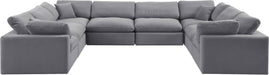 Meridian Furniture - Comfy 158" Grey Velvet Upholstered 8pc. Sectional - 189Grey-Sec8A - GreatFurnitureDeal