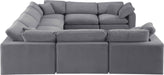 Meridian Furniture - Comfy 158" Grey Velvet Upholstered 8pc. Sectional - 189Grey-Sec8A - GreatFurnitureDeal