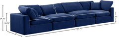 Meridian Furniture - Comfy 158" Navy Velvet Upholstered 4pc. Sofa - 189Navy-S158 - GreatFurnitureDeal