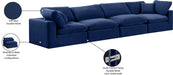 Meridian Furniture - Comfy 158" Navy Velvet Upholstered 4pc. Sofa - 189Navy-S158 - GreatFurnitureDeal