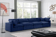 Meridian Furniture - Comfy 158" Navy Velvet Upholstered 4pc. Sofa - 189Navy-S158 - GreatFurnitureDeal
