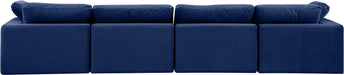 Meridian Furniture - Comfy 158" Navy Velvet Upholstered 4pc. Sofa - 189Navy-S158 - GreatFurnitureDeal