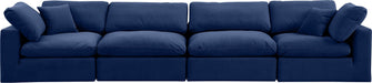 Meridian Furniture - Comfy 158" Navy Velvet Upholstered 4pc. Sofa - 189Navy-S158 - GreatFurnitureDeal