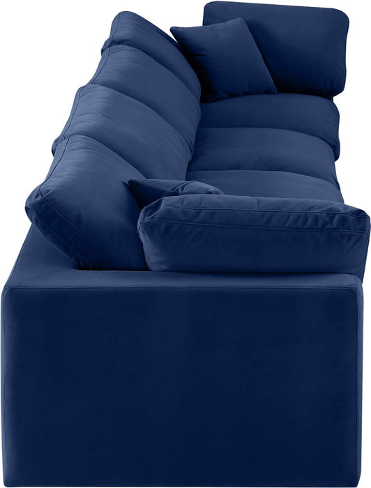 Meridian Furniture - Comfy 158" Navy Velvet Upholstered 4pc. Sofa - 189Navy-S158 - GreatFurnitureDeal
