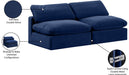 Meridian Furniture - Comfy 78" Navy Velvet Upholstered 2pc. Armless Sofa - 189Navy-S78 - GreatFurnitureDeal