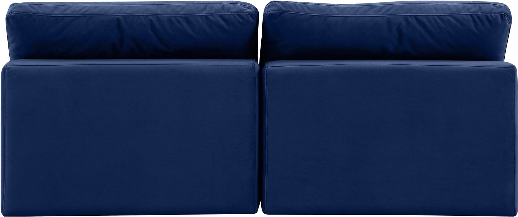 Meridian Furniture - Comfy 78" Navy Velvet Upholstered 2pc. Armless Sofa - 189Navy-S78 - GreatFurnitureDeal