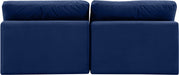Meridian Furniture - Comfy 78" Navy Velvet Upholstered 2pc. Armless Sofa - 189Navy-S78 - GreatFurnitureDeal