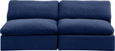 Meridian Furniture - Comfy 78" Navy Velvet Upholstered 2pc. Armless Sofa - 189Navy-S78 - GreatFurnitureDeal