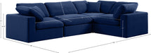 Meridian Furniture - Comfy 119" Navy Velvet Upholstered 4pc. Sectional - 189Navy-Sec4C - GreatFurnitureDeal