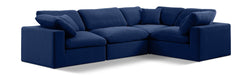 Meridian Furniture - Comfy 119" Navy Velvet Upholstered 4pc. Sectional - 189Navy-Sec4C - GreatFurnitureDeal