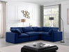 Meridian Furniture - Comfy 119" Navy Velvet Upholstered 4pc. Sectional - 189Navy-Sec4C - GreatFurnitureDeal