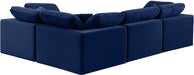 Meridian Furniture - Comfy 119" Navy Velvet Upholstered 4pc. Sectional - 189Navy-Sec4C - GreatFurnitureDeal