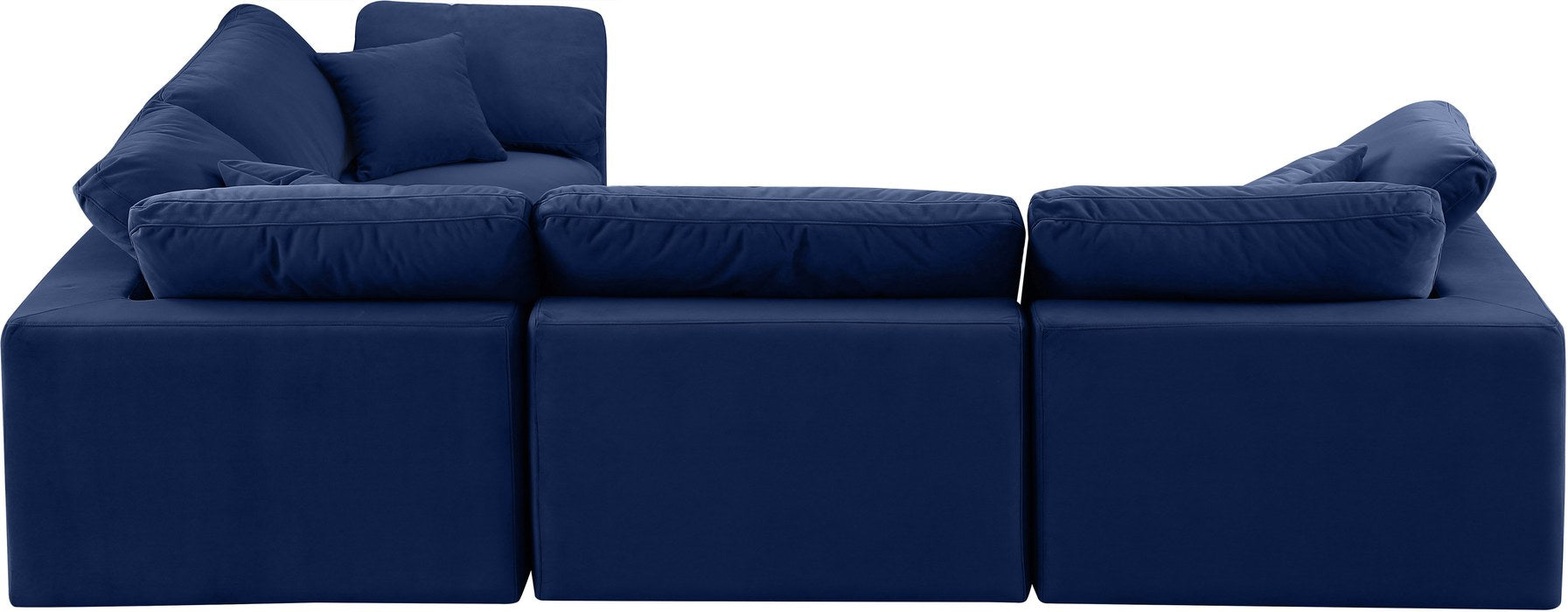 Meridian Furniture - Comfy 119" Navy Velvet Upholstered 4pc. Sectional - 189Navy-Sec4C - GreatFurnitureDeal