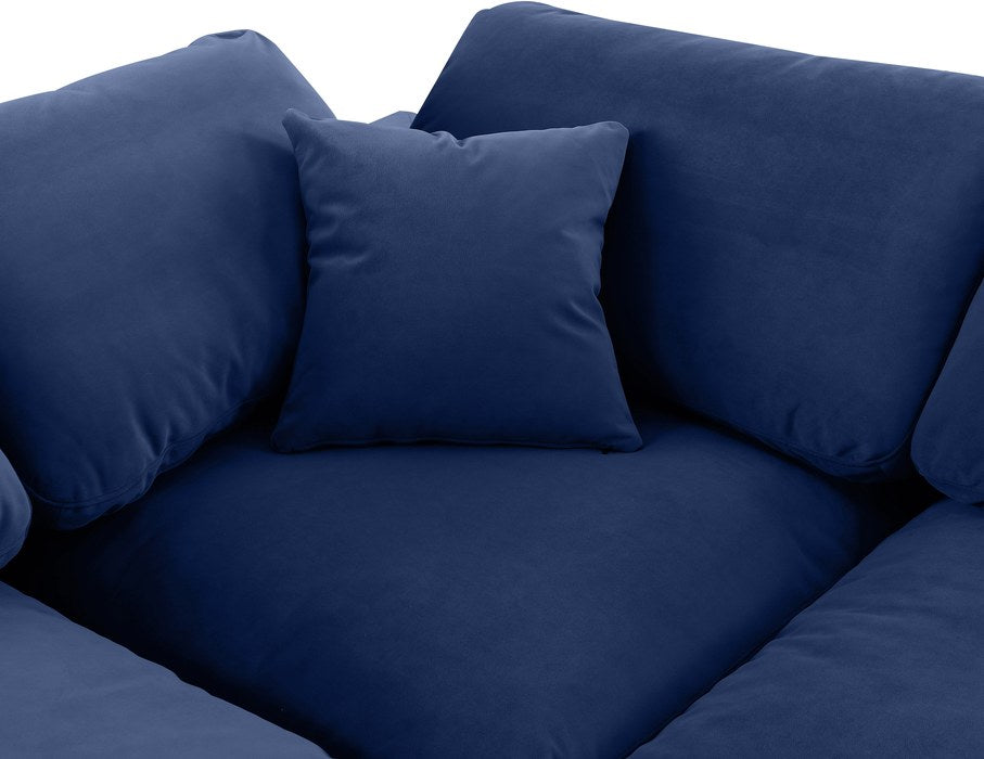 Meridian Furniture - Comfy 119" Navy Velvet Upholstered 4pc. Sectional - 189Navy-Sec4C - GreatFurnitureDeal