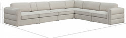 Meridian Furniture - Beckham 152" Linen Textured Fabric Upholstered 6 Piece Modular Sectional - 681Beige-Sec6D - GreatFurnitureDeal