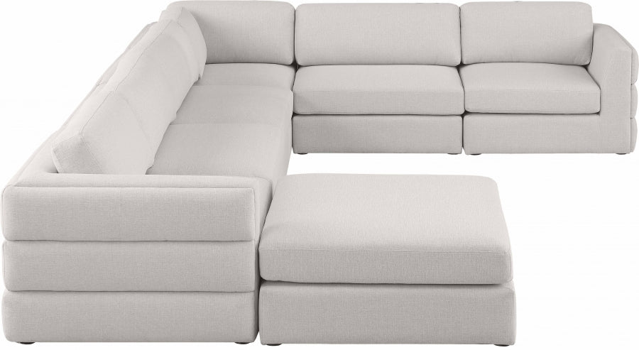 Meridian Furniture - Beckham 152" Linen Textured Fabric Upholstered 7 Piece Modular Sectional - 681Beige-Sec7A - GreatFurnitureDeal
