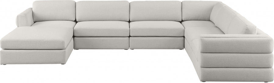 Meridian Furniture - Beckham 152" Linen Textured Fabric Upholstered 7 Piece Modular Sectional - 681Beige-Sec7A - GreatFurnitureDeal