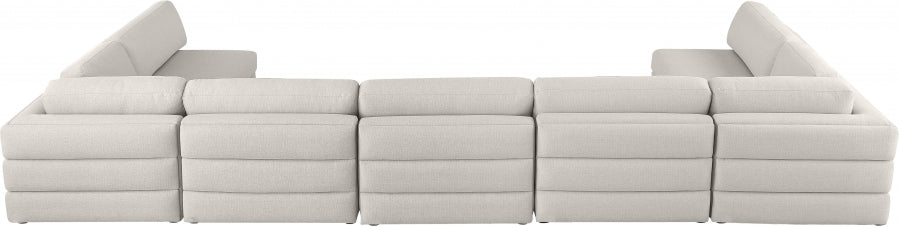 Meridian Furniture - Beckham 190" Linen Textured Fabric Upholstered 7 Piece Modular Sectional - 681Beige-Sec7B - GreatFurnitureDeal