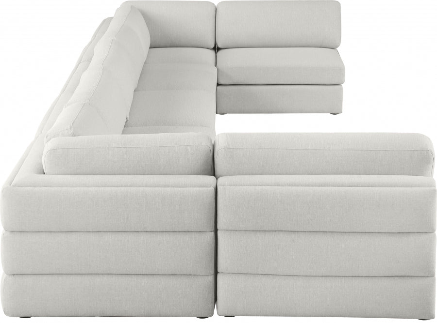 Meridian Furniture - Beckham 190" Linen Textured Fabric Upholstered 7 Piece Modular Sectional - 681Beige-Sec7B - GreatFurnitureDeal
