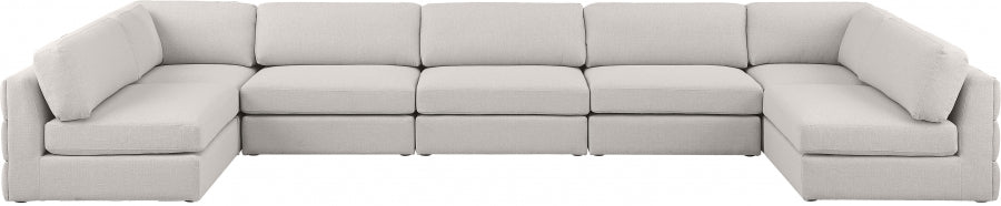 Meridian Furniture - Beckham 190" Linen Textured Fabric Upholstered 7 Piece Modular Sectional - 681Beige-Sec7B - GreatFurnitureDeal