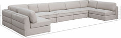 Meridian Furniture - Beckham 190" Linen Textured Fabric Upholstered 7 Piece Modular Sectional - 681Beige-Sec7B - GreatFurnitureDeal
